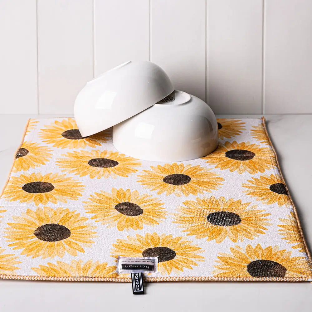 Cucina Reversible Printed Drying Mat sunflower