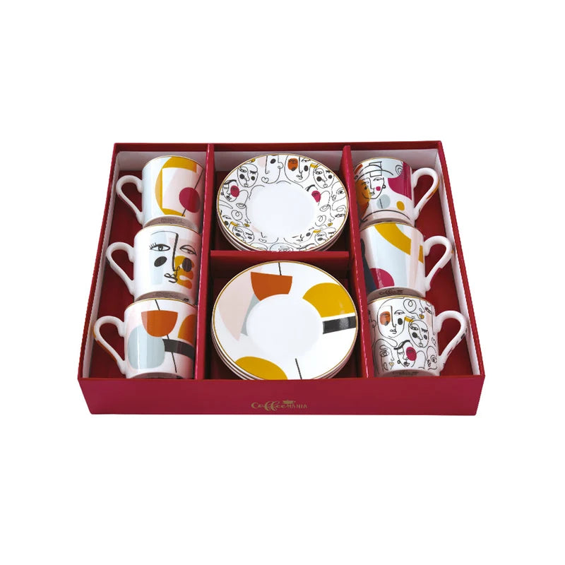 Modernism 100ml (3.4oz) Espresso Cups & Saucers Set of 6