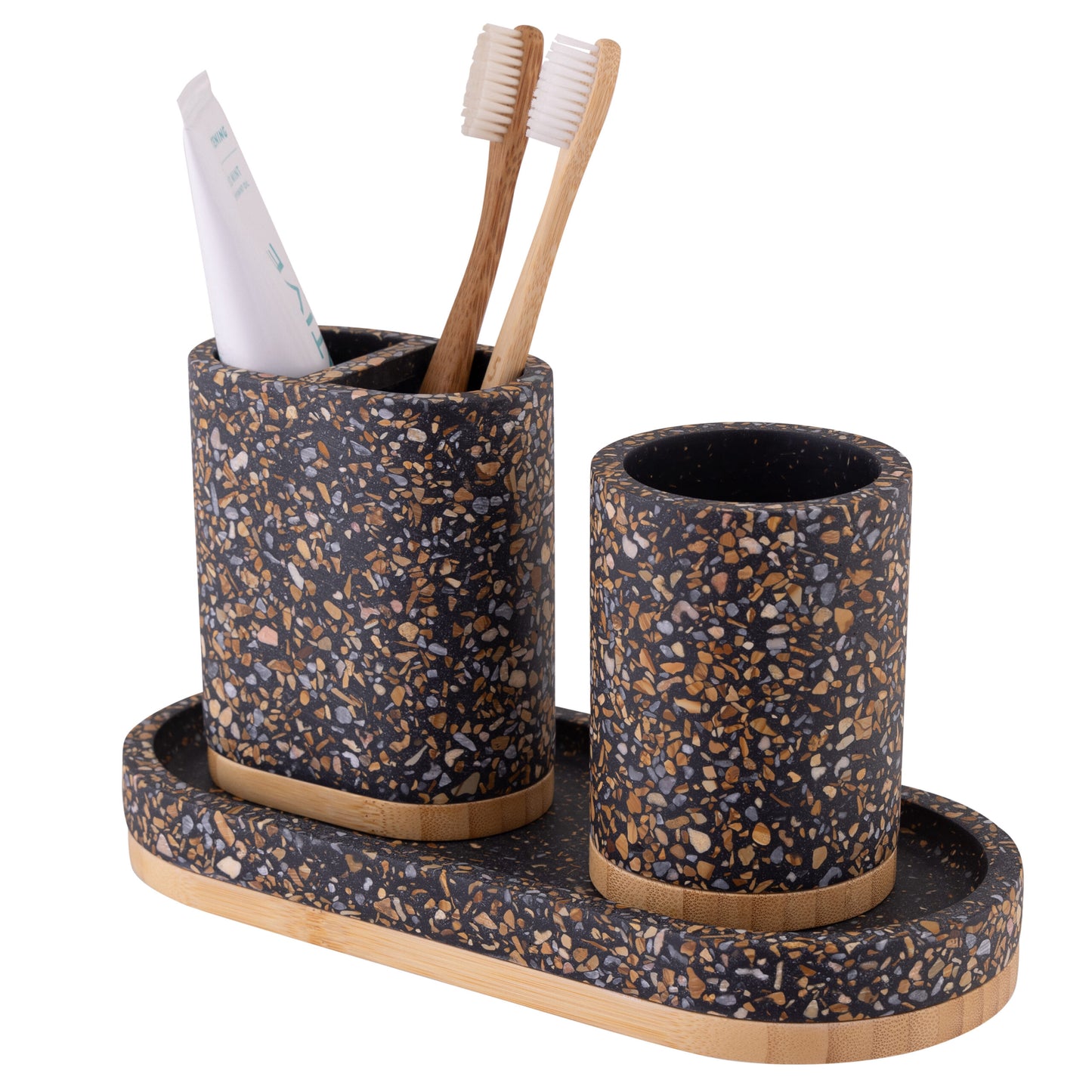 SOREN TRAY CEMENT TERRAZO W/ BAMBOO BLACK