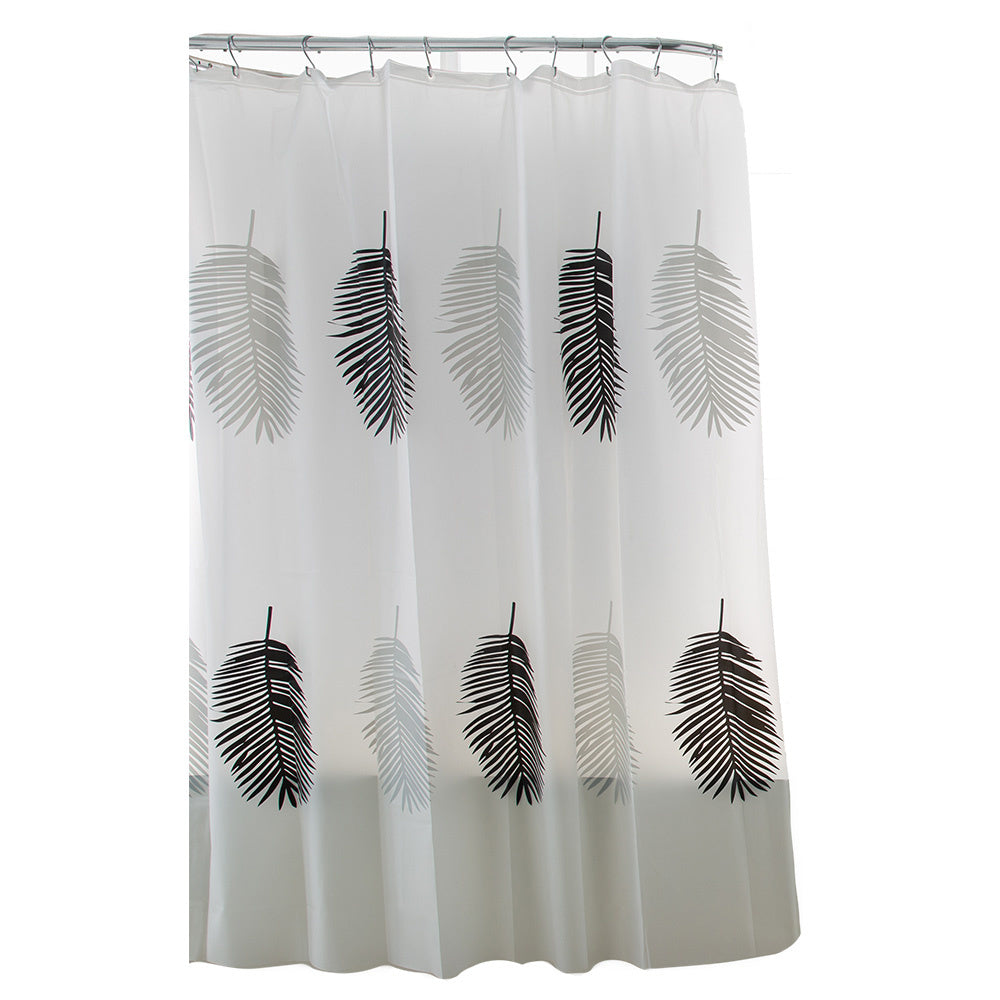 BIG LEAVES PEVA SHOWER CURTAIN FROST GRY/BLK 70" X 72"