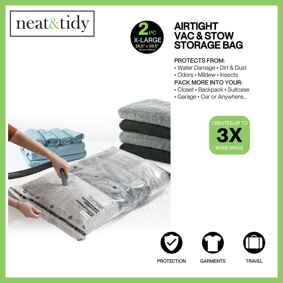 N&T 2PCS VACUUM STORAGE BAGS X-LARGE 26.5" X 39.5"