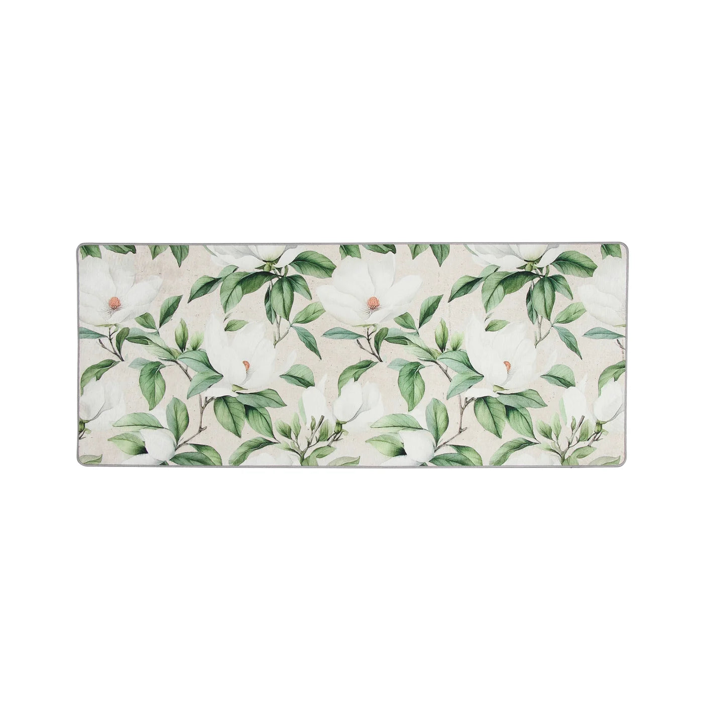 White Blossom Chenille Washable Accent Mat Green