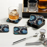 Savoy Gold Trim Square Tray small- Agate