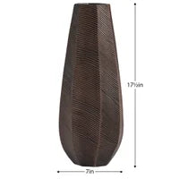 Carved Line 13.5h" Resin Scalloped Vase - Brown