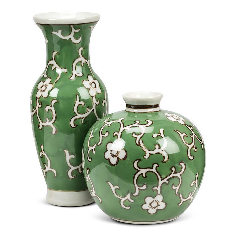 Slender Floral Vase-green