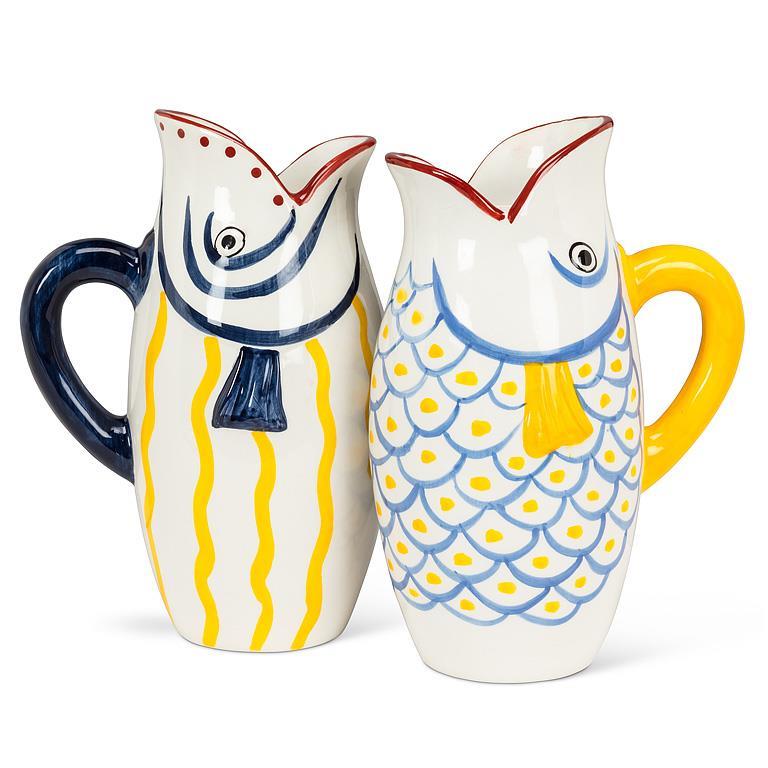Yellow Stripe Fish Jug