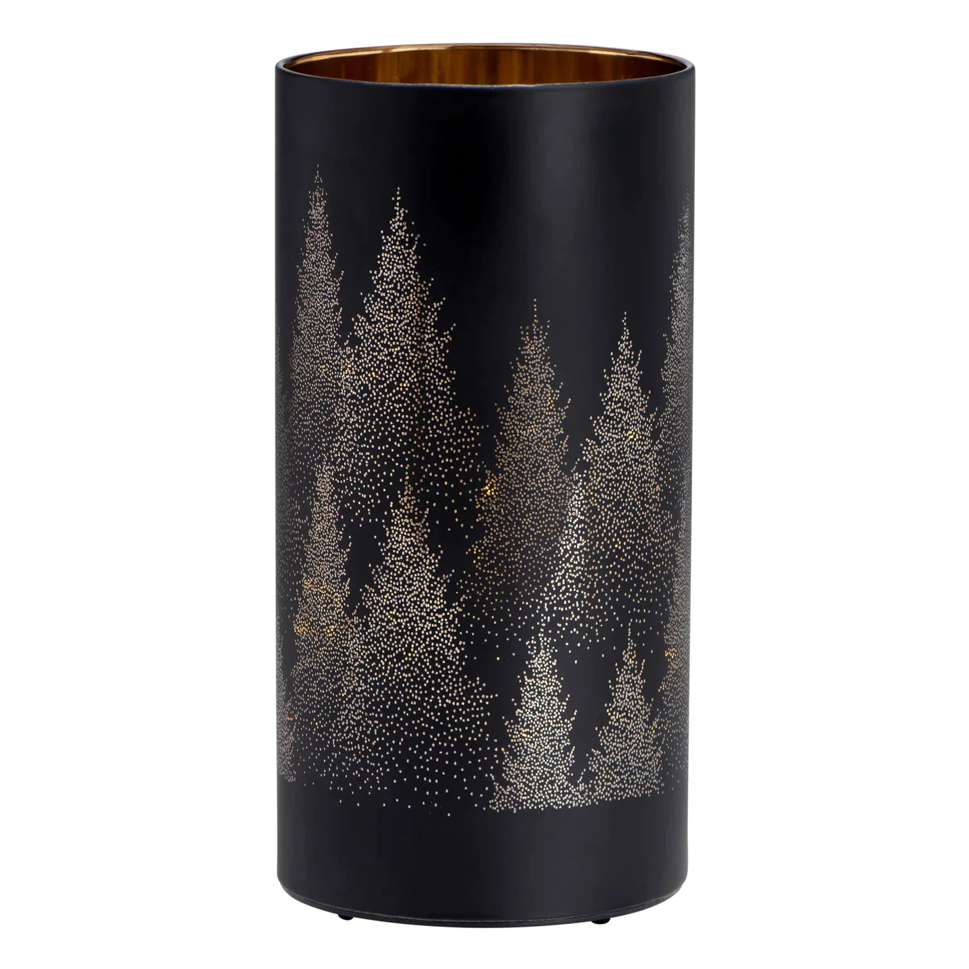 Silhouette Tree Design Black Glass 3.5x5" LED Hurricane Lamp