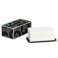 Savoy Gold Trim Rectangle Tissue Holder - Agate