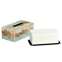 Savoy Gold Trim Rectangle Tissue Holder - Blue Mirage