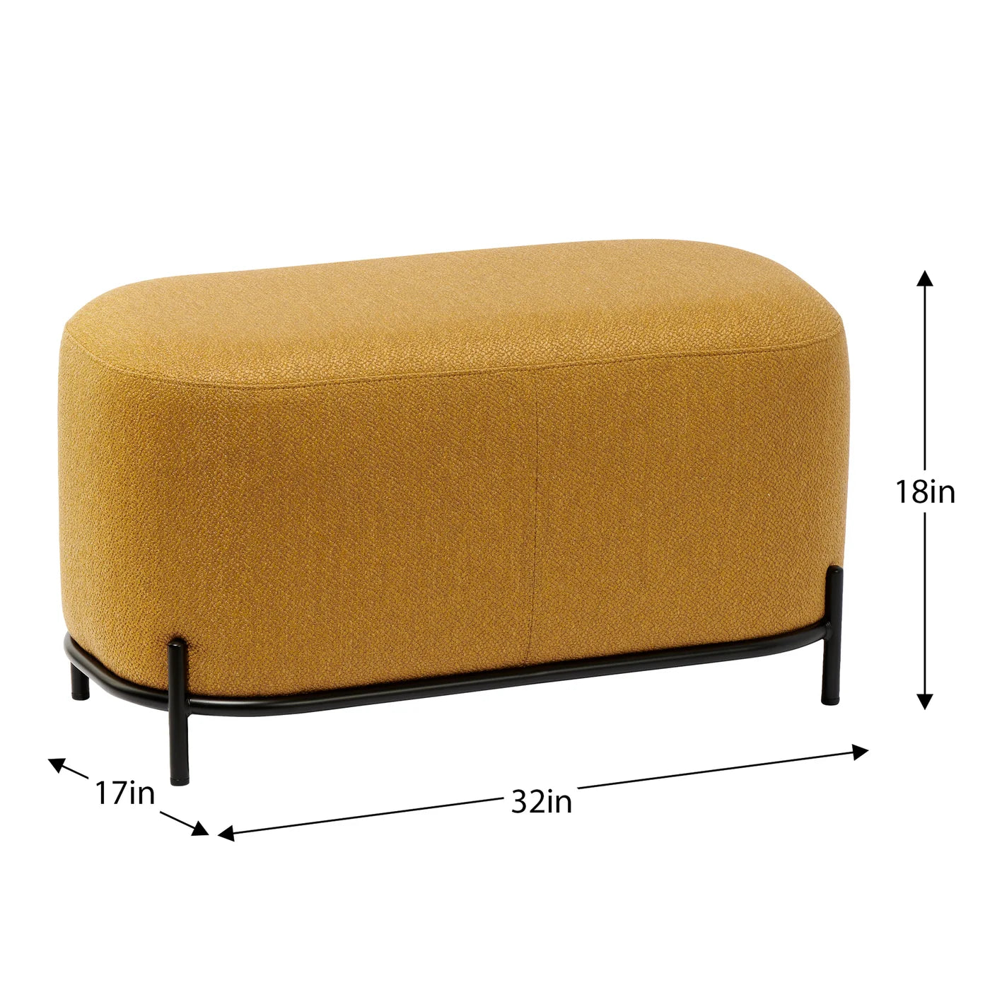 Pender Pin Leg Ashton Weave Upholstery Short Bench - Goldenrod