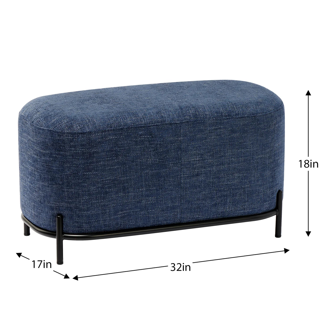 Pender Pin Leg Upholstered Short Bench - Blue