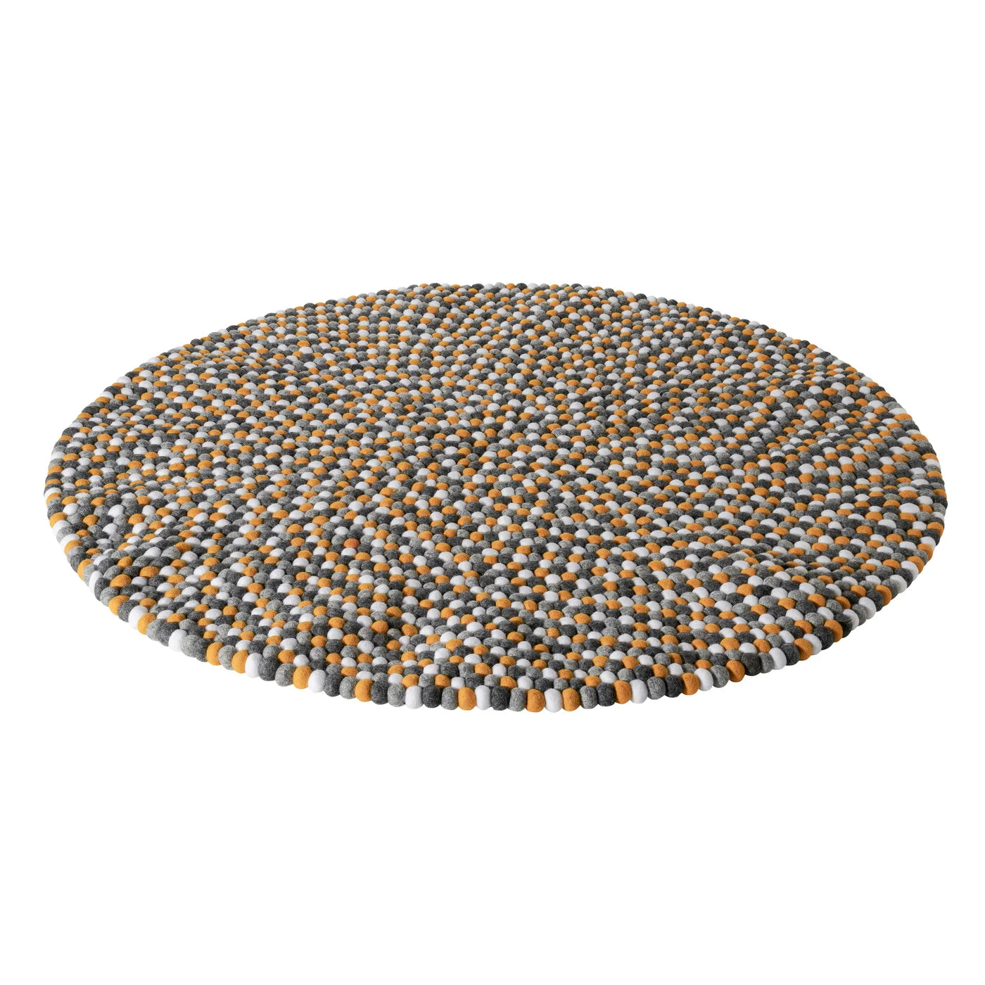 ModWool Felt Ball 47 Inch Diameter Round Rug - Yellow,
