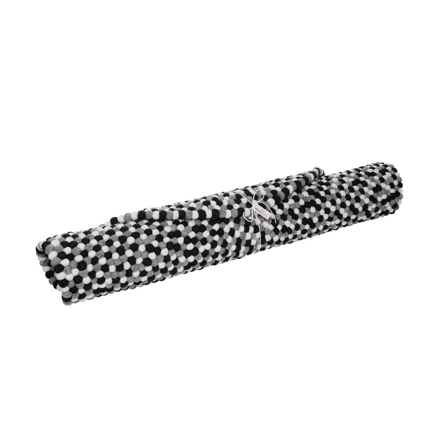 ModWool Felt Ball 47 Inch Diameter Round Rug - Black, White, Grey