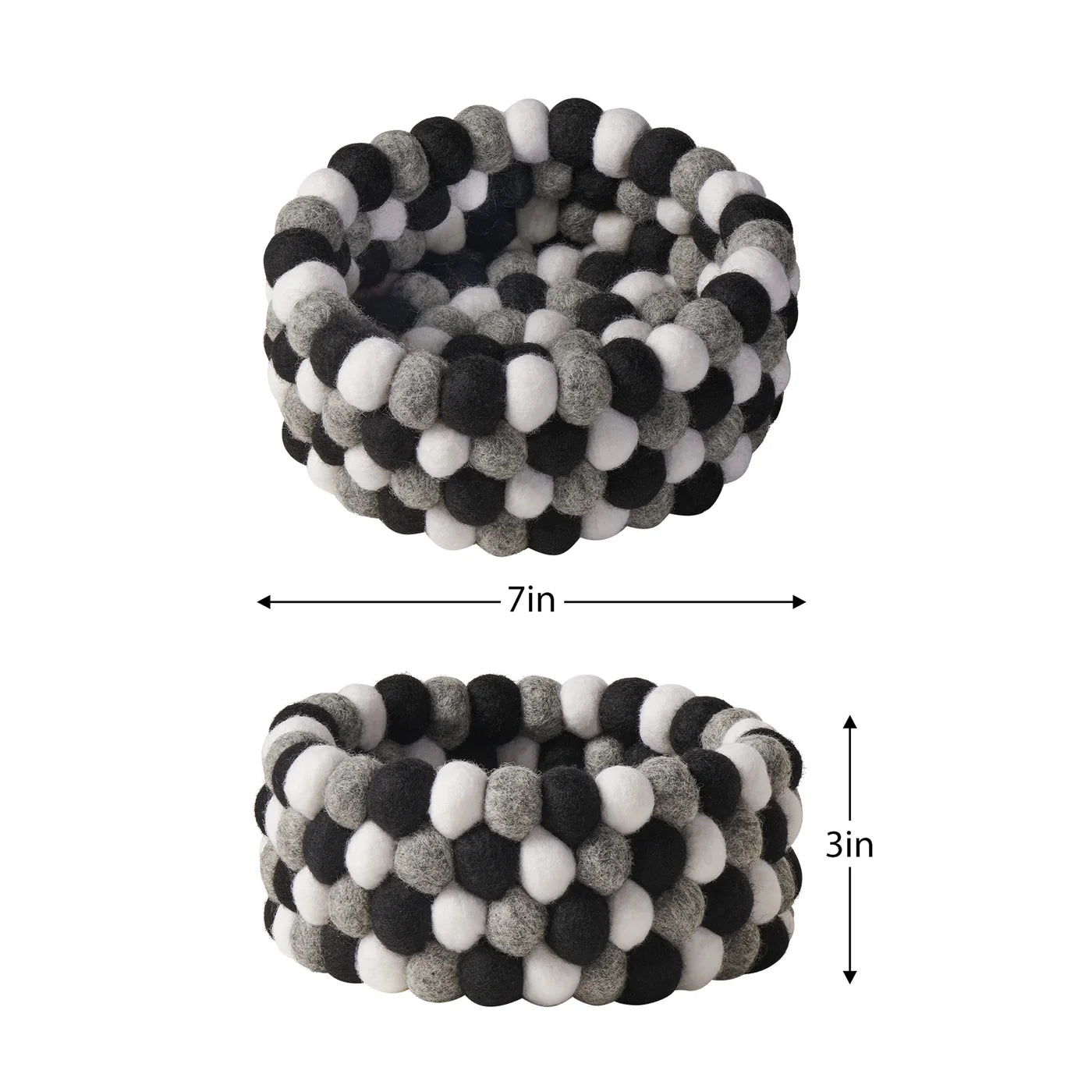 MODWOOL™ Felt Ball 7" Diameter Decor Bowl - Yellow/grey/White
