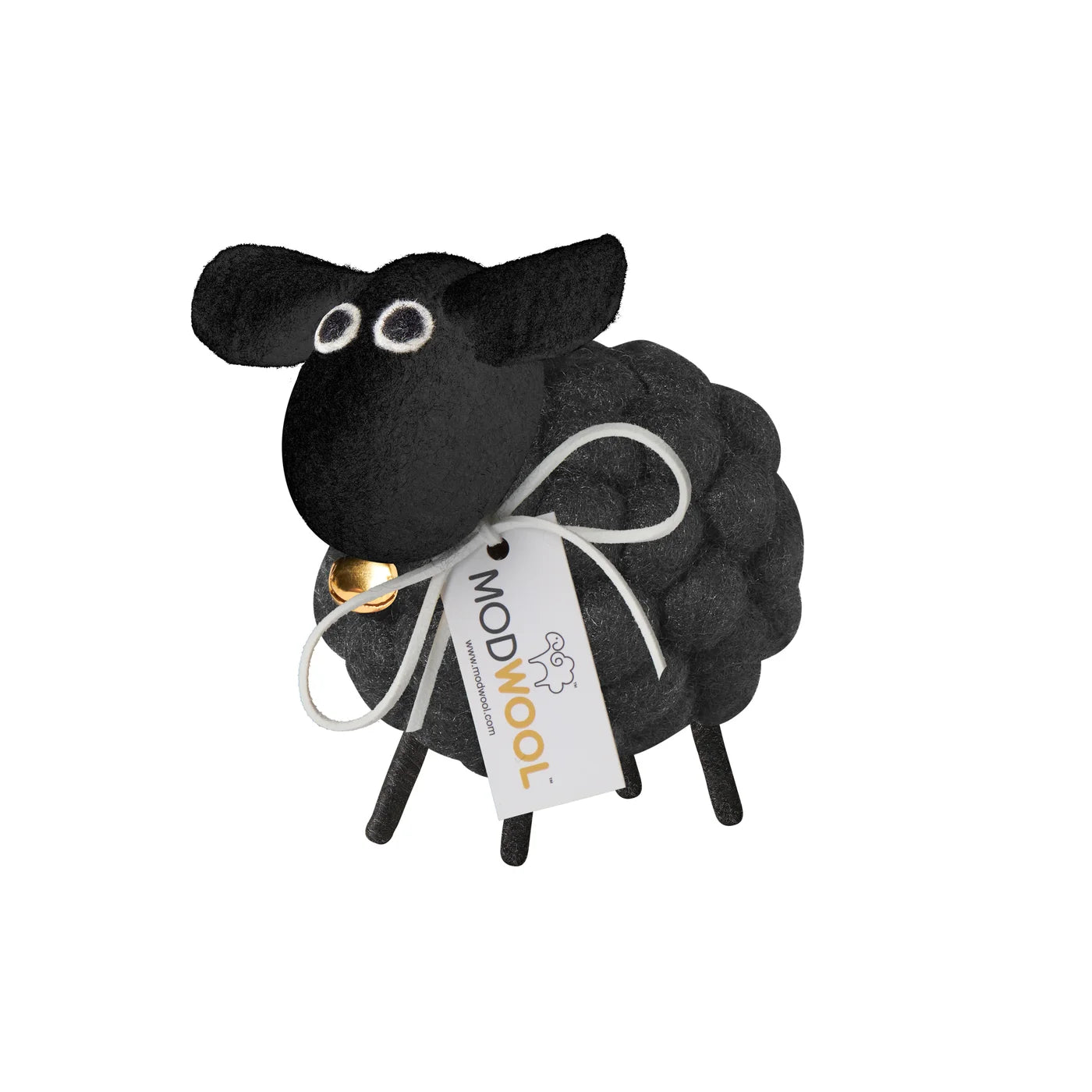 MODWOOL Felt Ball 3.5 Inch Tall Sheep Decor - Black