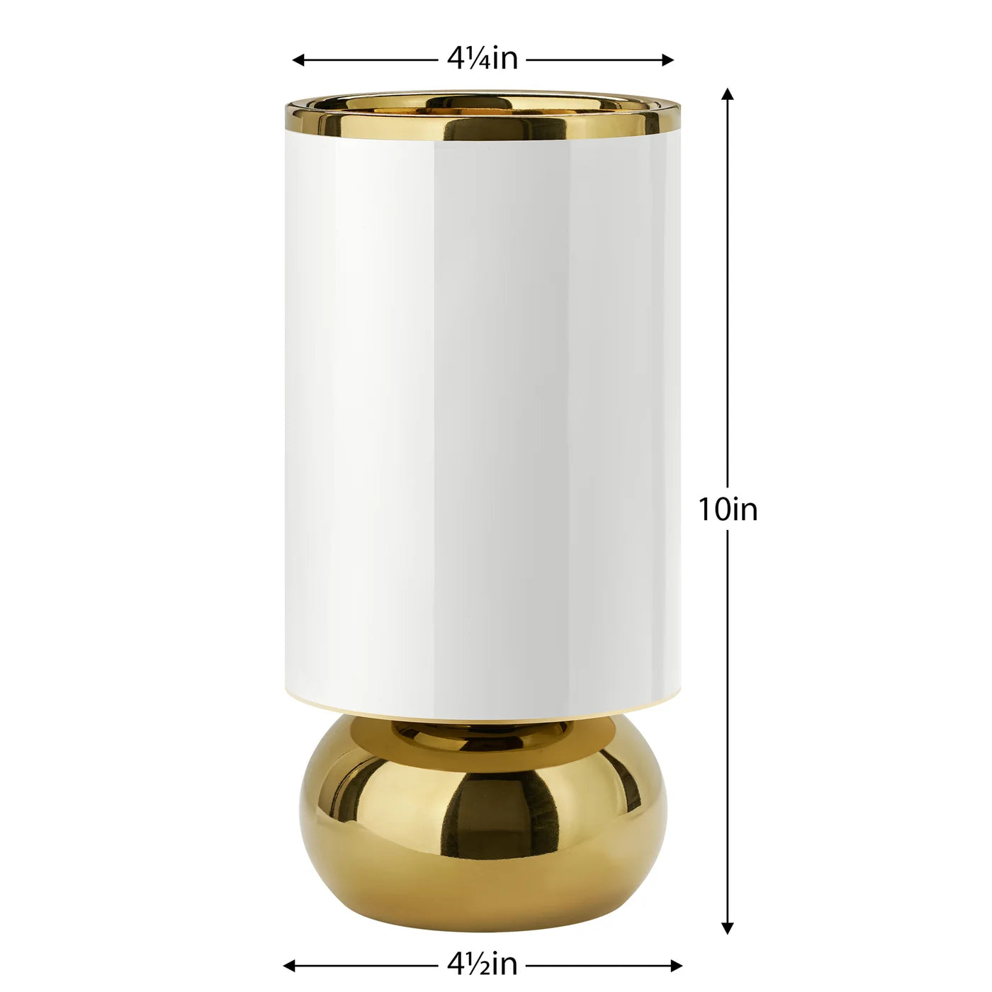 Talia Gold Trim Cylinder Bulb 10 Inch Tall Ceramic Vase