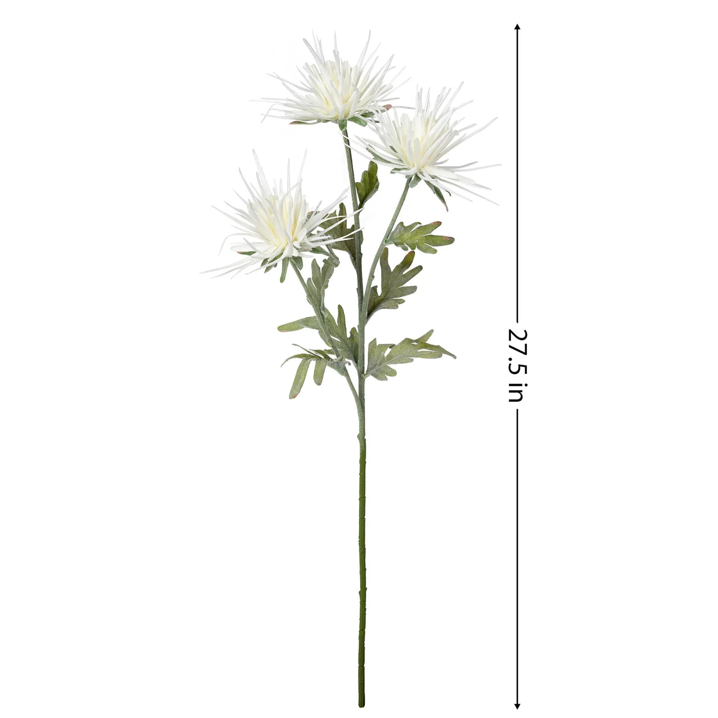 Spike Dahlia 3 Bloom 27.5 Inch Stem - White