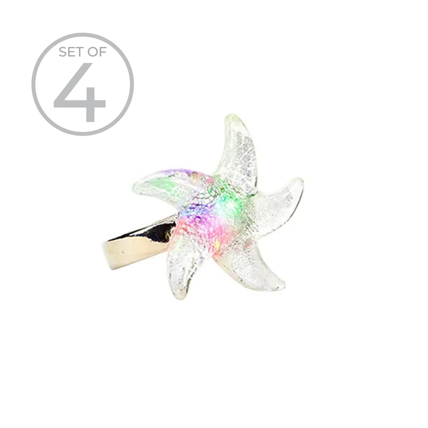 Starfish LED Napkin Ring Set of 4 Clear