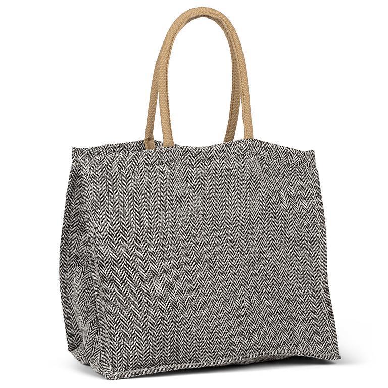 Herringbone Tote White/Black