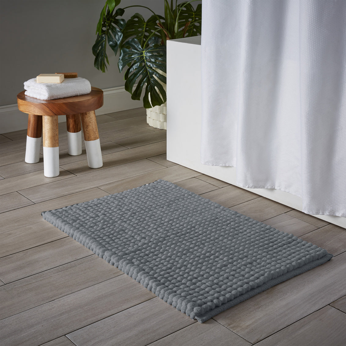 PUFF CHUNKY BATH MAT MICROFIBER GREY 20" X 32" 2200 GSM
