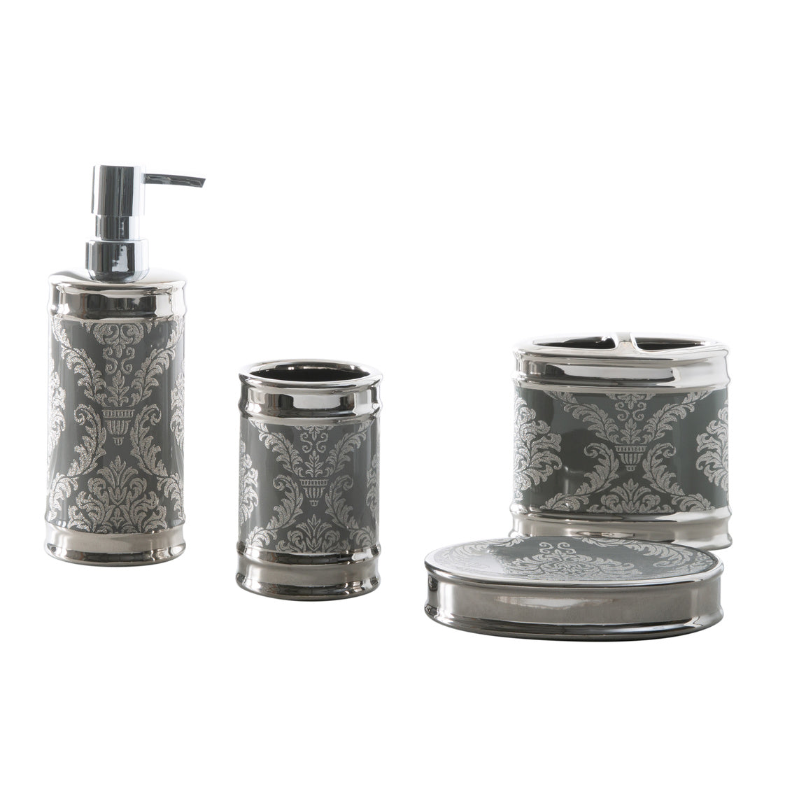 DAMASK TUMBLER CERAMIC GREY/SILVER
