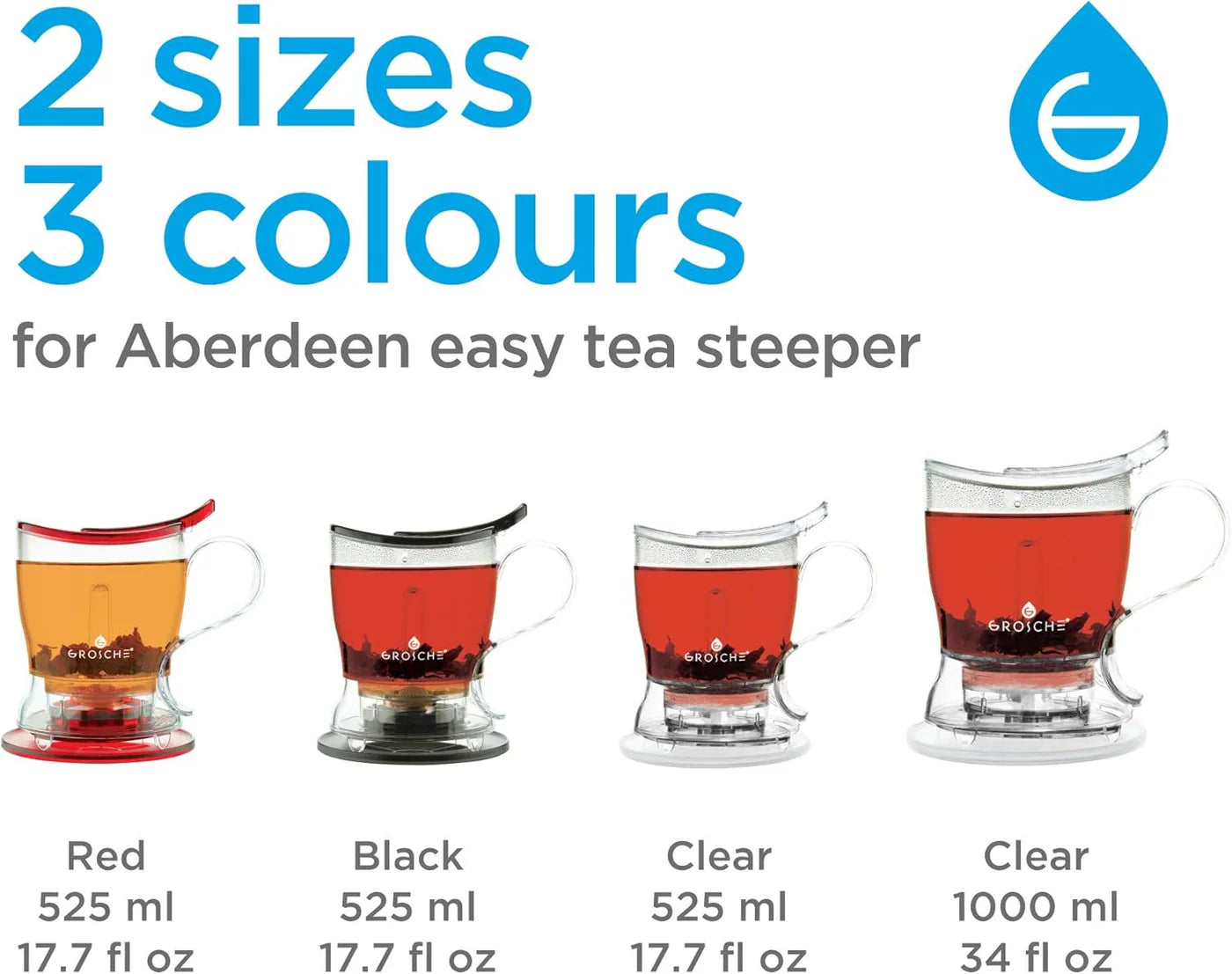 ABERDEEN Easy Pour Tea Steeper, Tea Maker, Bottom Dispensing Teapot - 34 fl. oz / 1000mL Capacity, Clear