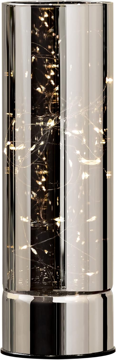 Silver Mirrored Glass Hurricane Decorative Lamp medium