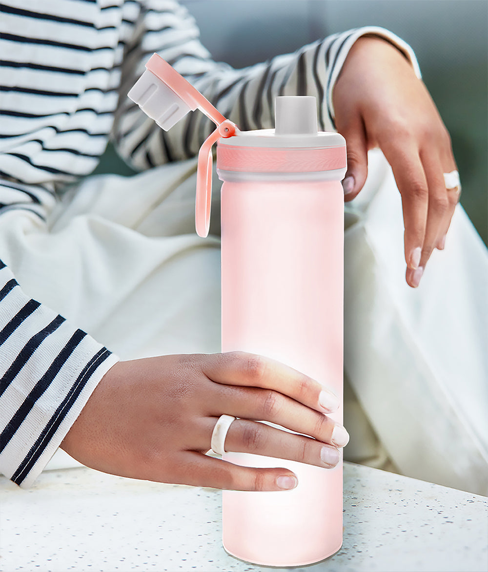 PuroAqua Glass Water Bottle – Blush Pink