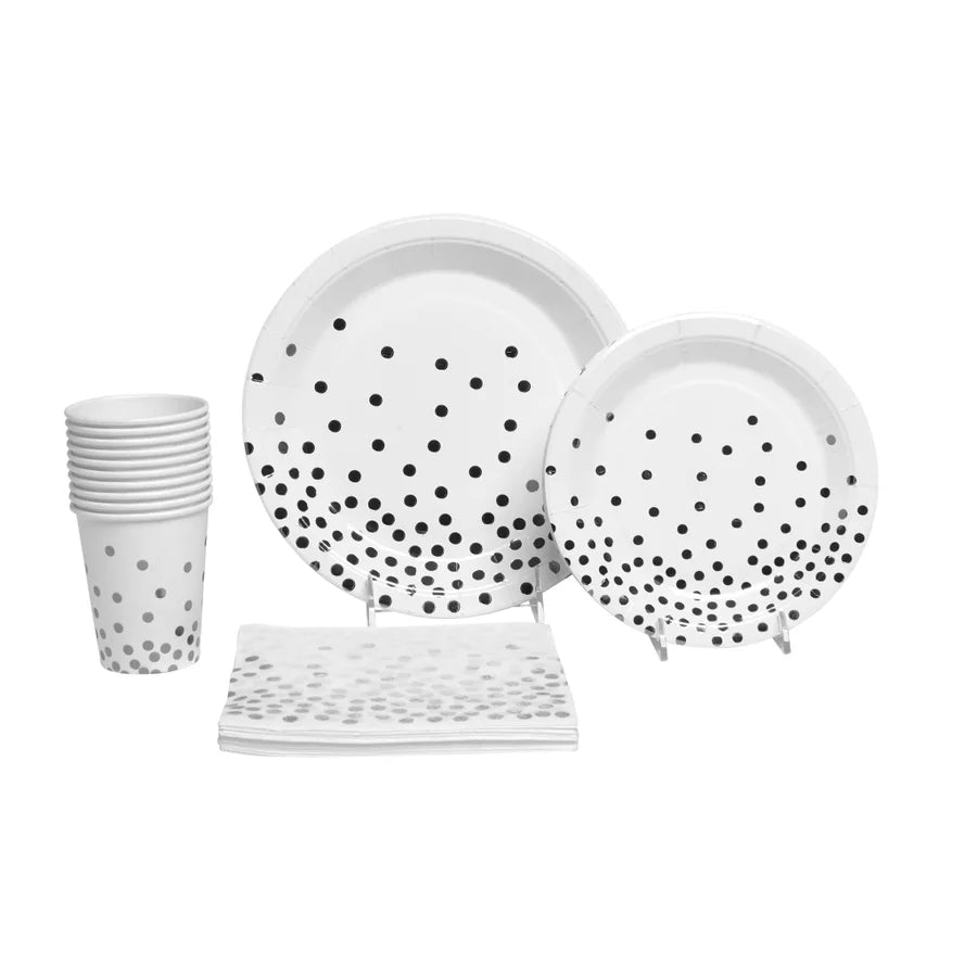 Silver Dot Party 50Pc Silver