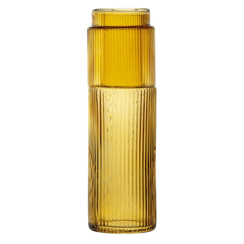 RIBBED AMBER 2PC CARAFE 600ML