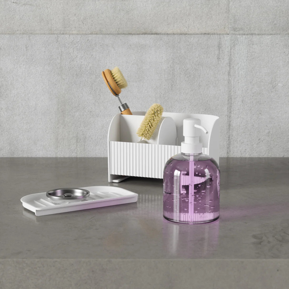SLING SINK CADDY WITH SOAP PUMP