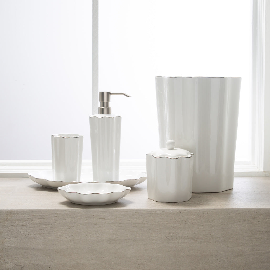 PAVONA COTTON JAR PORCELAIN WHT/SIL