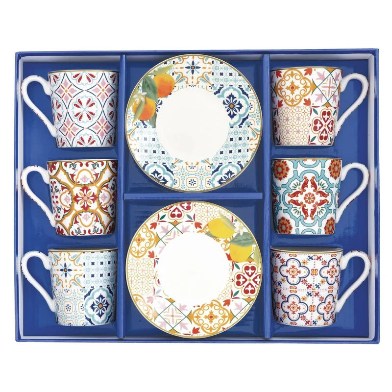 Siracusa 100ml (3.4oz) Espresso Cup & Saucer Set of 6