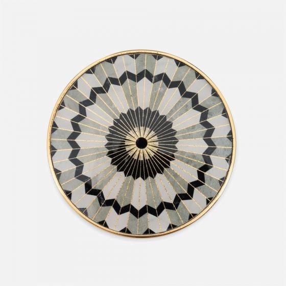 Savoy Gold Trim 4 Piece Round Coaster Set - Mosaic