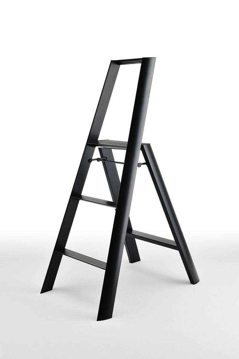 " Lucano Step stool 3 step Black with handle "