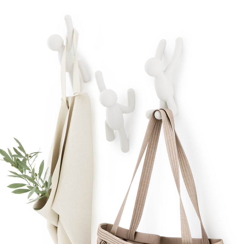 Buddy Wall Hooks Set of 3 White
