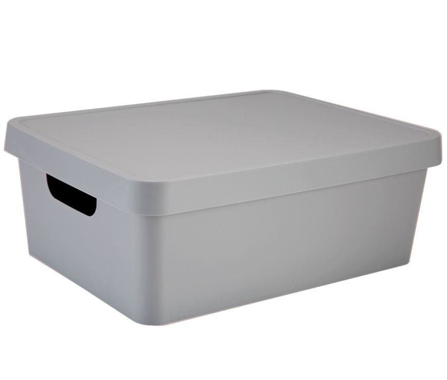 N&T CAVAN STORAGE BOX WITH LID 11L GREY