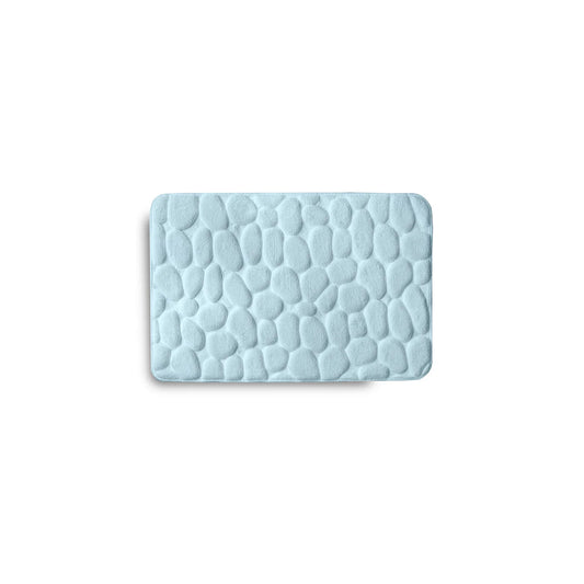 Embossed Stone Memory Foam Bath Mat Aqua