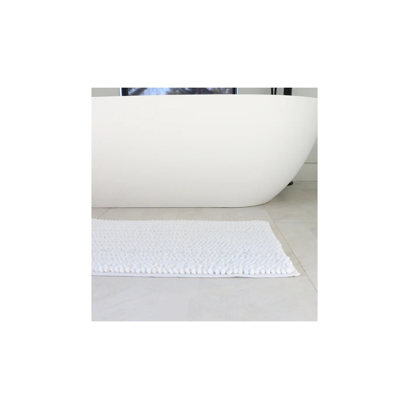 Nubby Microfiber Chenille Woven Bath Mat 20 X 32 White