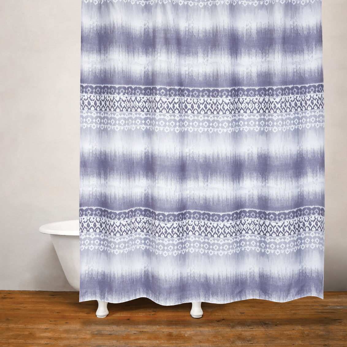 TRIBE VIBE SHOWER CURTAIN MICRO FIBER FABRIC PURPLE/GRY 180 X 180cm 110 GSM
