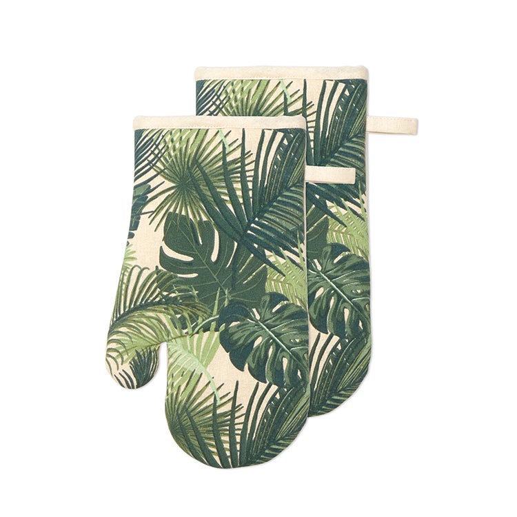 Palm Leaf Oven Mitt Set Of 2 Green