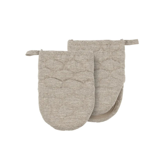 Heathered Textured Quilted Mini Mitt Pair With Silicone Taupe