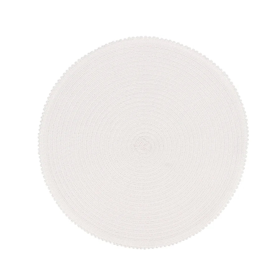 Pearl Trimmed Round Placemat Grey