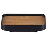 ASPEN SOAP DISH PP W/BAMBOO BLACK