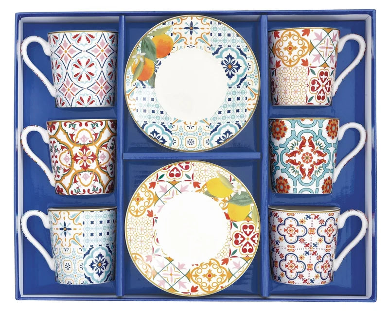 Siracusa 100ml (3.4oz) Espresso Cup & Saucer Set of 6