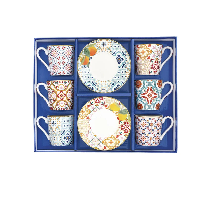 Siracusa 100ml (3.4oz) Espresso Cup & Saucer Set of 6