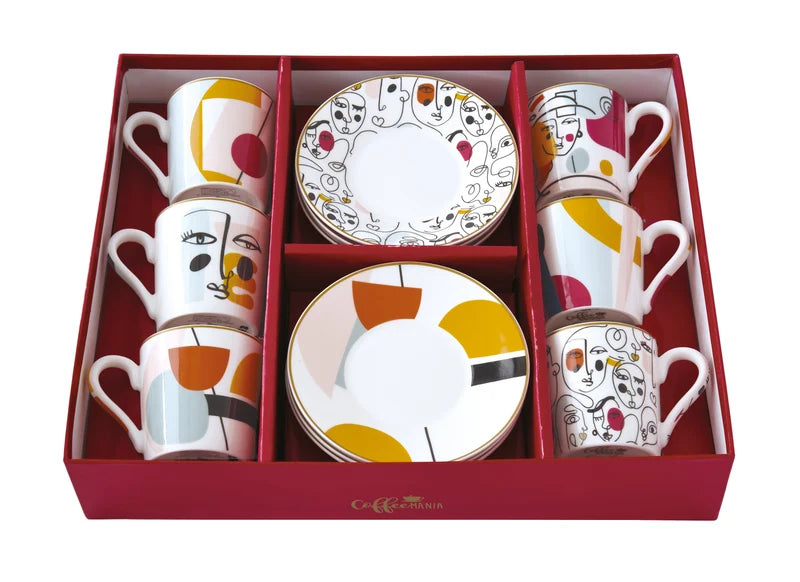 Modernism 100ml (3.4oz) Espresso Cups & Saucers Set of 6
