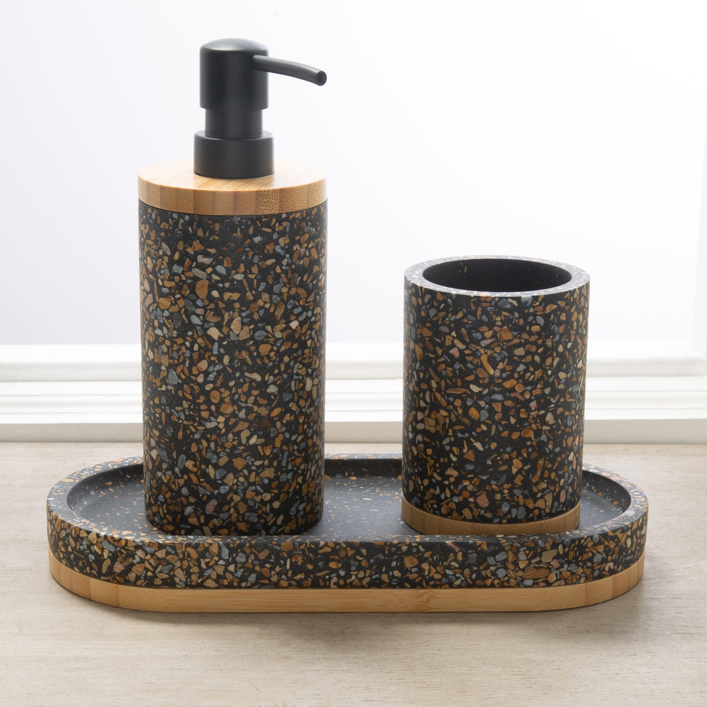 SOREN TUMBLER CEMENT TERRAZO W/ BAMBOO BLACK