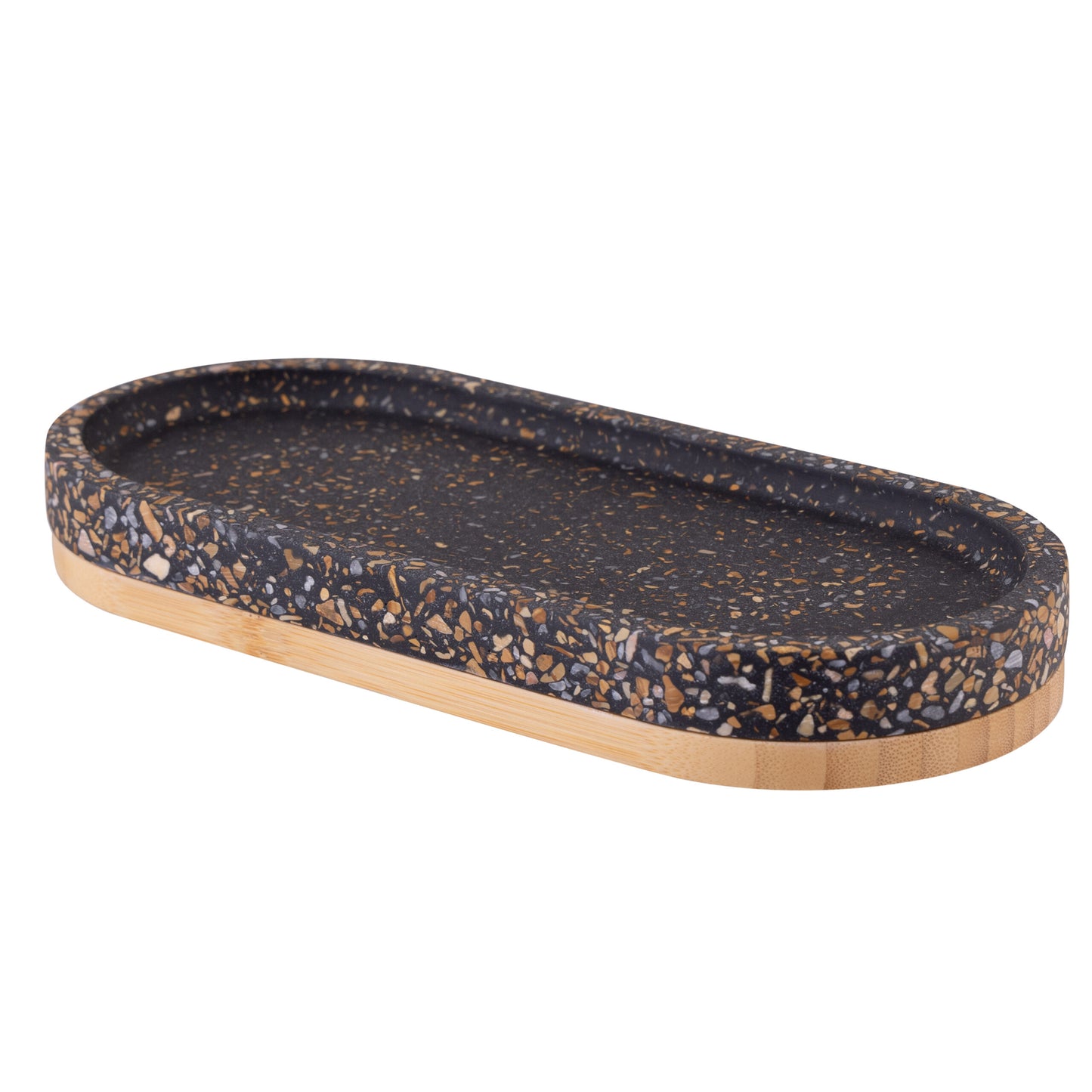 SOREN TRAY CEMENT TERRAZO W/ BAMBOO BLACK