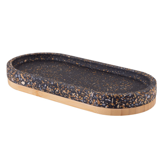 SOREN TRAY CEMENT TERRAZO W/ BAMBOO BLACK